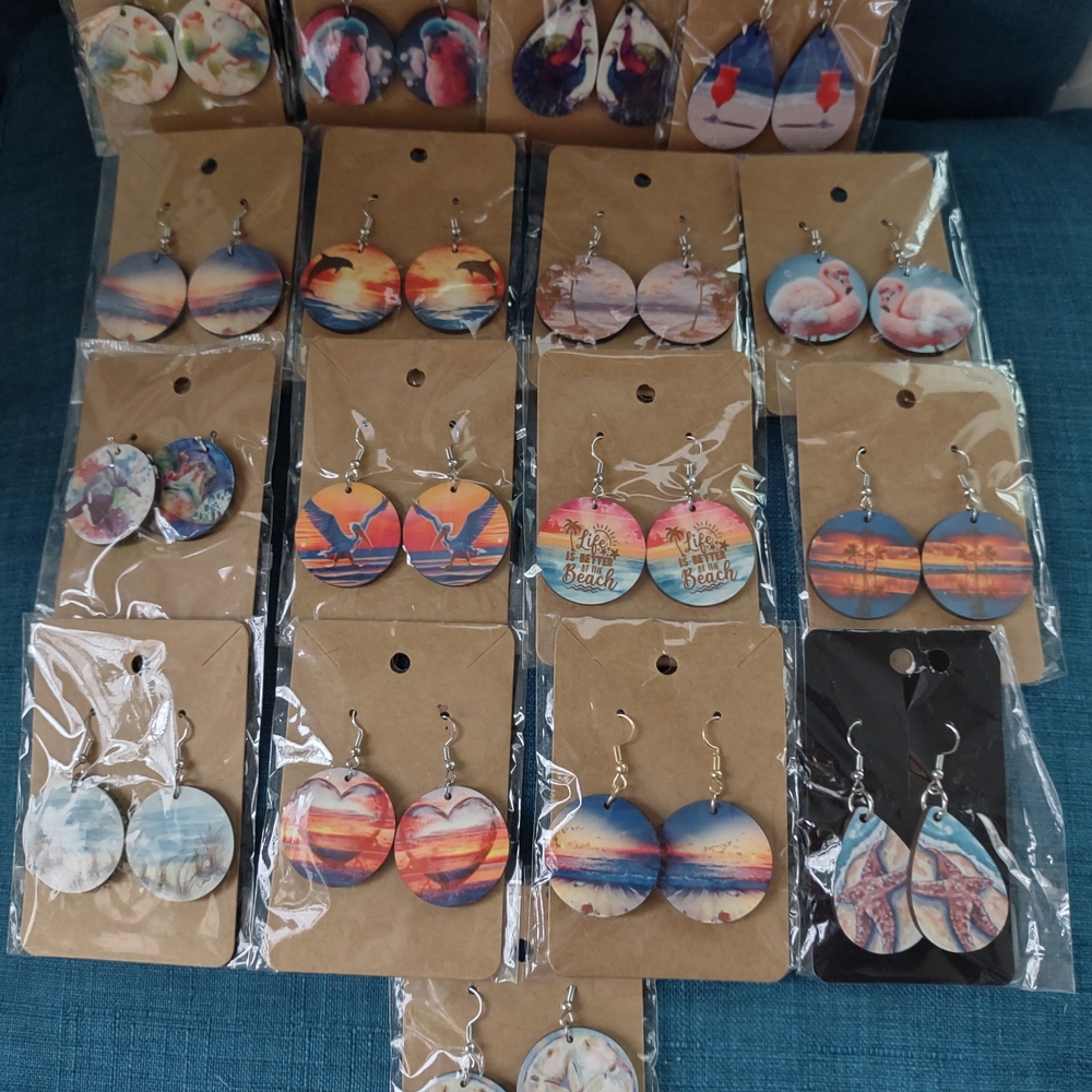 17 Handmade Colorful Tropical Beach Scene Earrings Sets